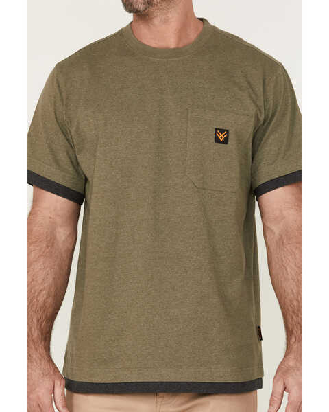 Image #3 - Hawx Men's Layered Work Pocket T-Shirt , Olive, hi-res