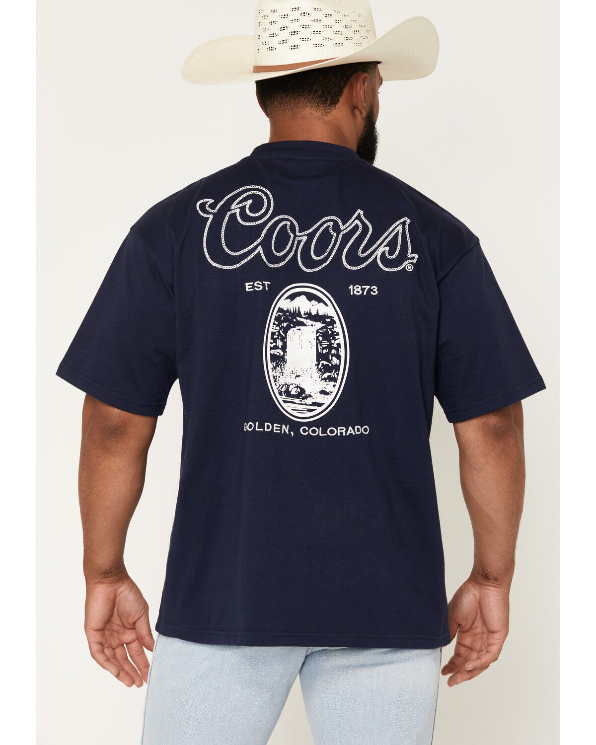 Image #1 - Coors Men's Embroidered Logo Short Sleeve Graphic T-Shirt, Navy, hi-res