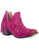 Image #1 - Circle G Women's Fringe Studded Roughout Booties - Round Toe, Pink, hi-res