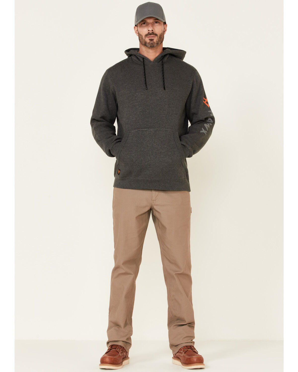 Image #2 - Hawx Men's Primo Logo Fleece-Lined Work Hooded Sweatshirt, Dark Grey, hi-res