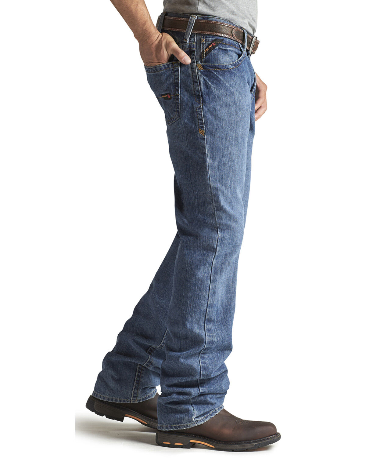 Image #3 - Ariat Men's FR M3 Medium Wash Loose Basic Stackable Straight Leg Jean, Denim, hi-res