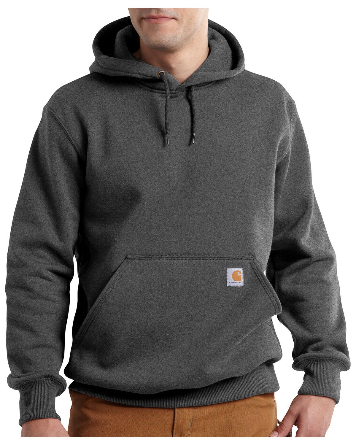 Image #2 - Carhartt Men's Rain Defender Paxton Heavyweight Hooded Work Sweatshirt, Dark Grey, hi-res