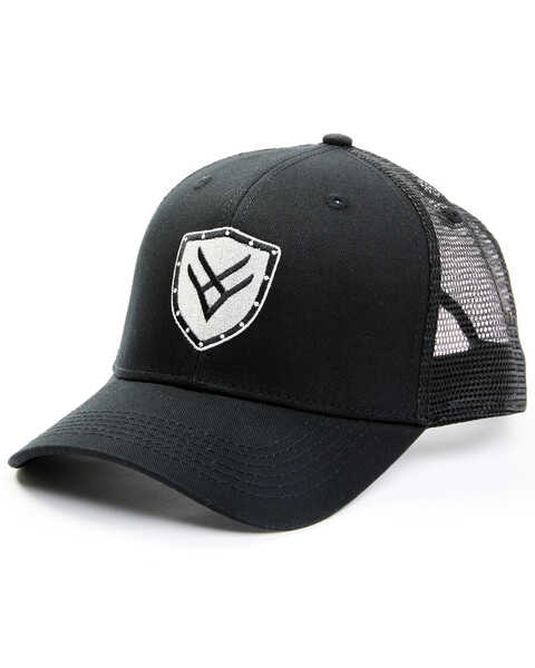 Hawx Men's Black Shield Logo Patch Mesh-Back Ball Cap , Black, hi-res