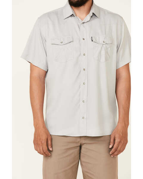 Image #3 - Hooey Men's Solid Habitat Sol Short Sleeve Snap Western Shirt , Grey, hi-res