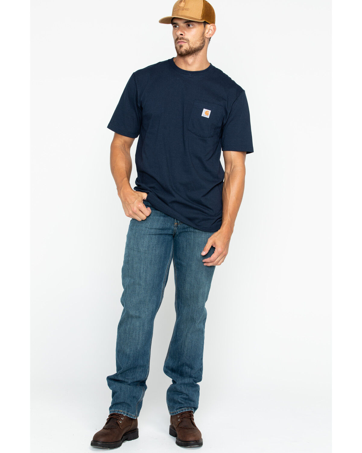 Image #6 - Carhartt Men's Loose Fit Heavyweight Logo Pocket Work T-Shirt, Navy, hi-res