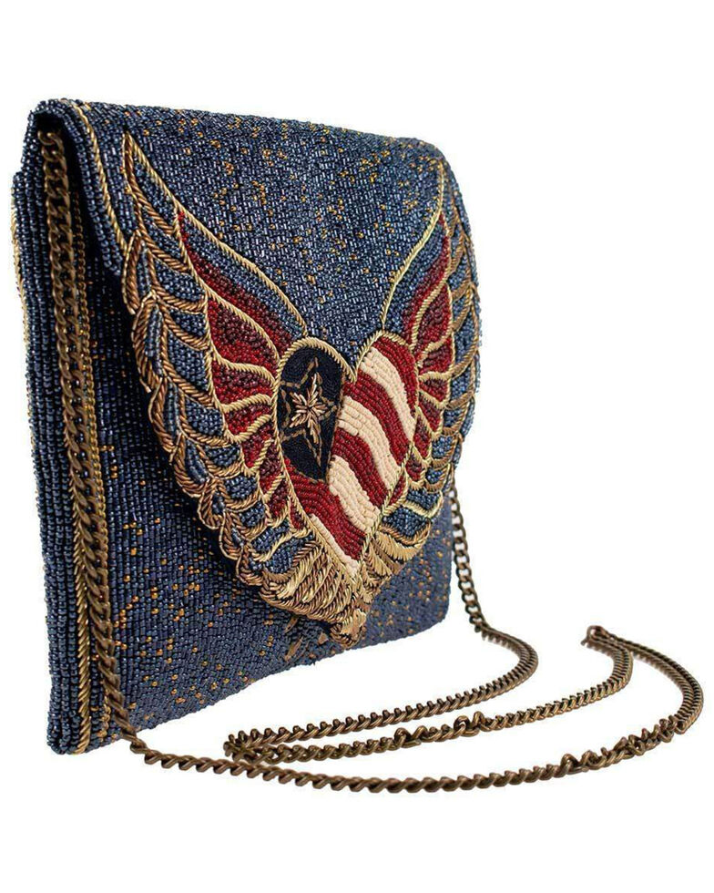 Mary Frances Women's Liberty Beaded Patriotic Heart Crossbody Clutch Handbag, Blue, hi-res