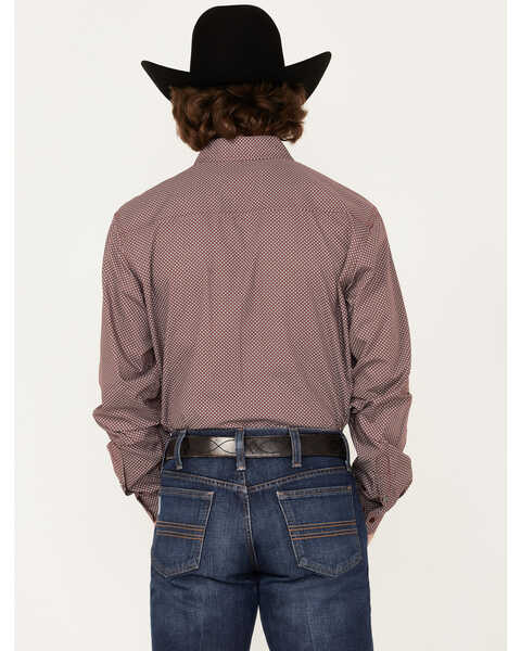 Image #4 - Cinch Men's Modern Fit Geo Print Button-Down Western Shirt , Burgundy, hi-res