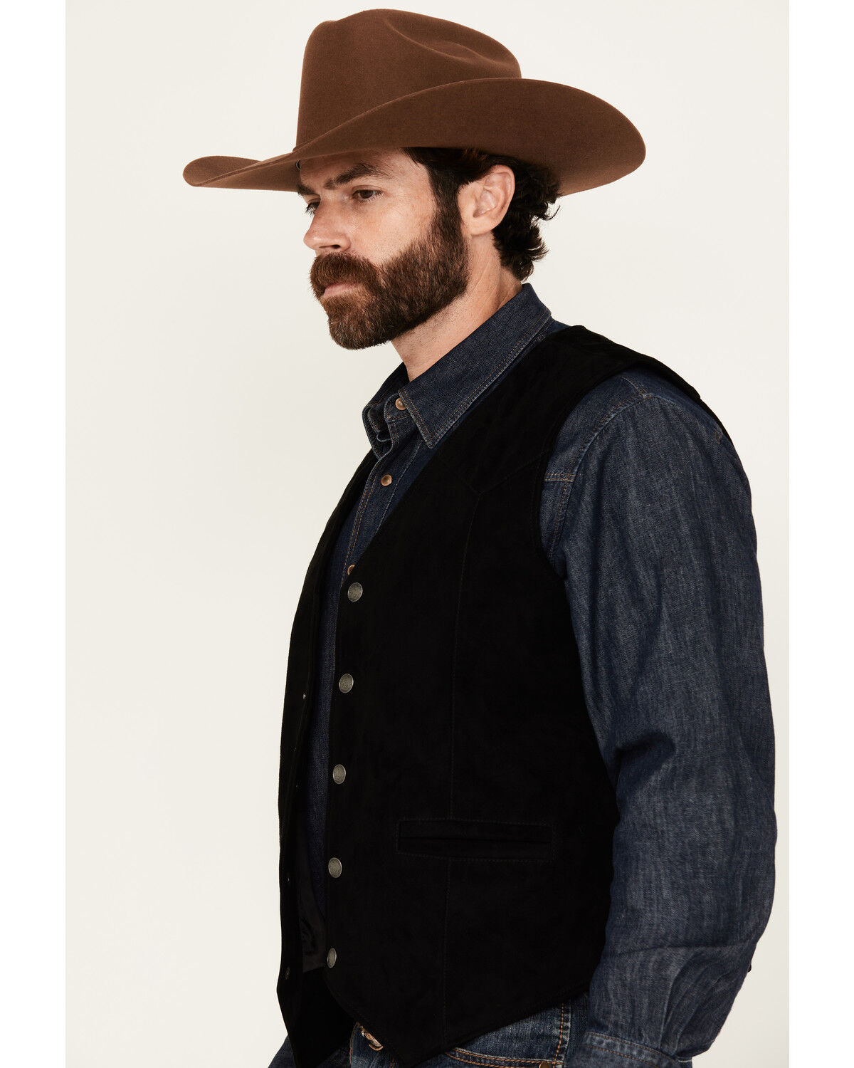Image #2 - Cody James Men's Angus 2.0 Suede Vest, Black, hi-res