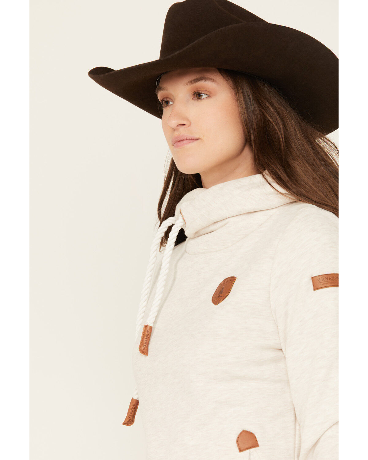 Image #2 - Wanakome Women's Artemis Cowl Neck Hooded Sweatshirt, Oatmeal, hi-res