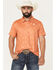 Image #1 - Rock & Roll Denim Men's Skull Print Short Sleeve Button-Down Stretch Polo, Orange, hi-res