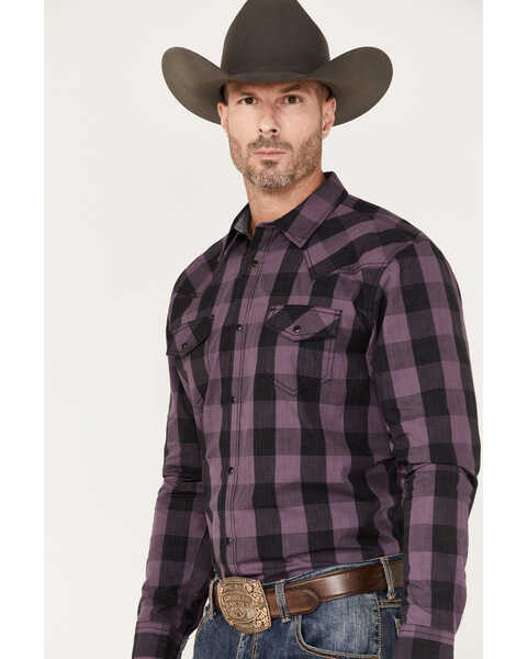 Image #2 - Cody James Men's Rustler Large Plaid Snap Western Shirt , Purple, hi-res