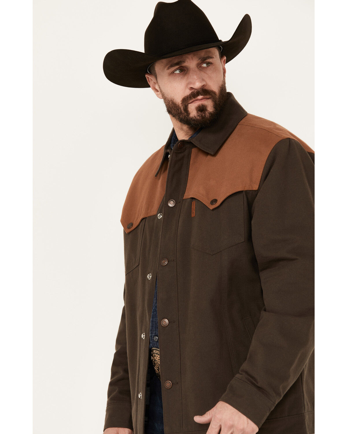 Image #2 - Cinch Men's Color Block Canvas Jacket, Brown, hi-res