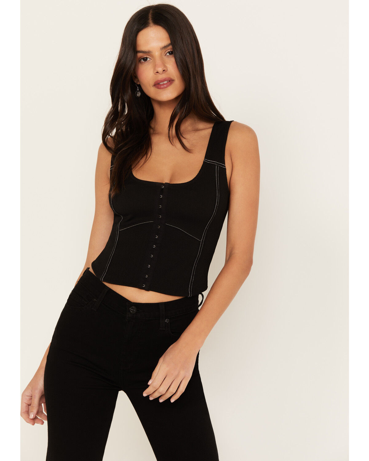 Image #1 - Shyanne Women's Corset Tank, Black, hi-res