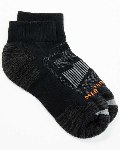 Image #1 - Merrell Men's Zoned Quarter Crew Socks, Black, hi-res