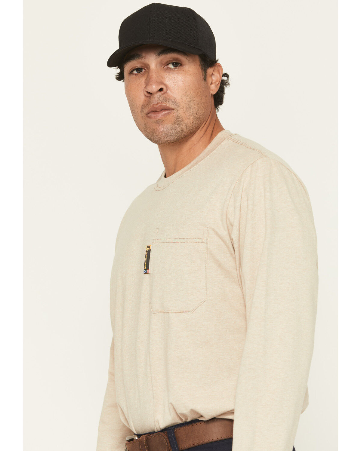 Image #3 - Benchmark FR Men's FR Ford Shale of South Texas Long Sleeve Work T-Shirt, Beige, hi-res