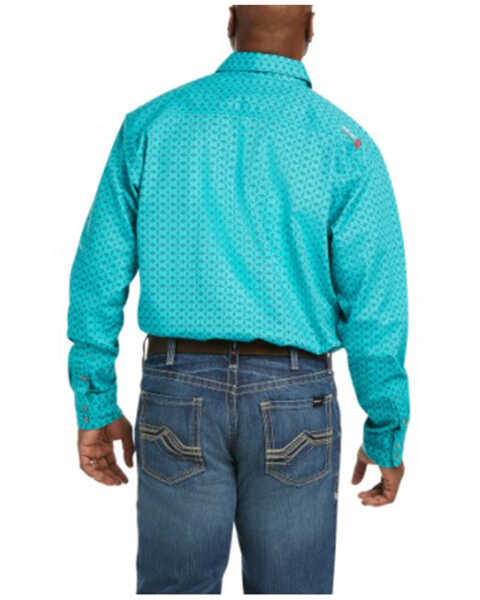 Image #2 - Ariat Men's FR Lopez Geo Print Long Sleeve Snap Work Shirt , Blue, hi-res