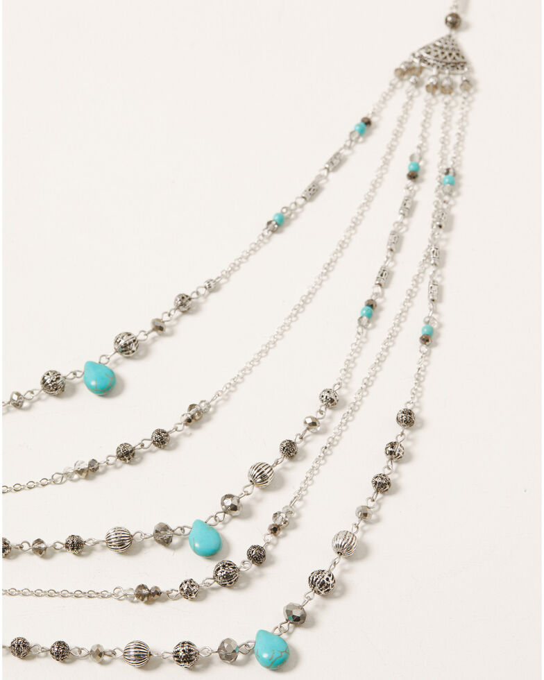Shyanne Women's Shimmer Concho Multi Strand Waterfall Set, Silver, hi-res
