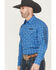 Image #2 - Wrangler Men's Plaid Print Logo Long Sleeve Snap Western Shirt, Blue, hi-res