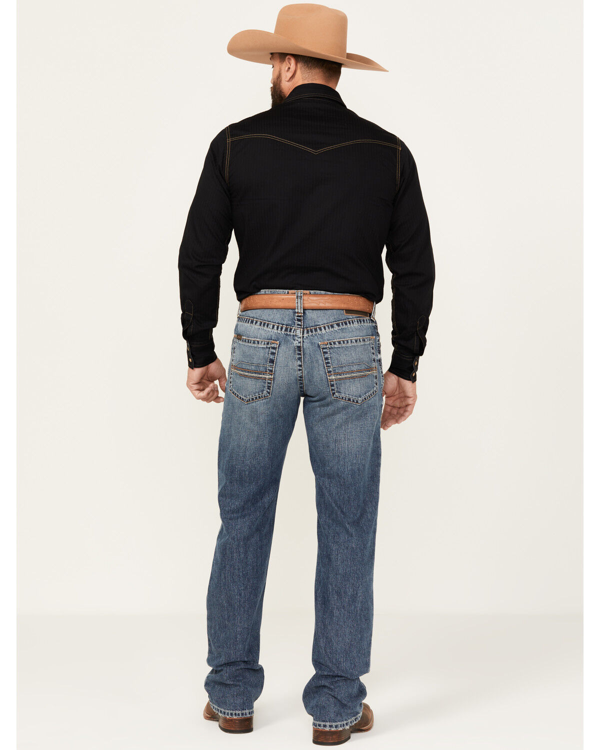 Image #3 - Ariat Men's M5 Weatherford Smokey Medium Wash Straight Rigid Denim Jeans, Medium Wash, hi-res
