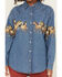 Image #3 - Wrangler Retro Women's Medium Wash Running Horse Denim Long Sleeve Snap Western Shirt, Dark Wash, hi-res