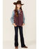 Image #2 - Hooey Girls' Serape Print Reversible Zip-Front Fleece Vest, Purple, hi-res