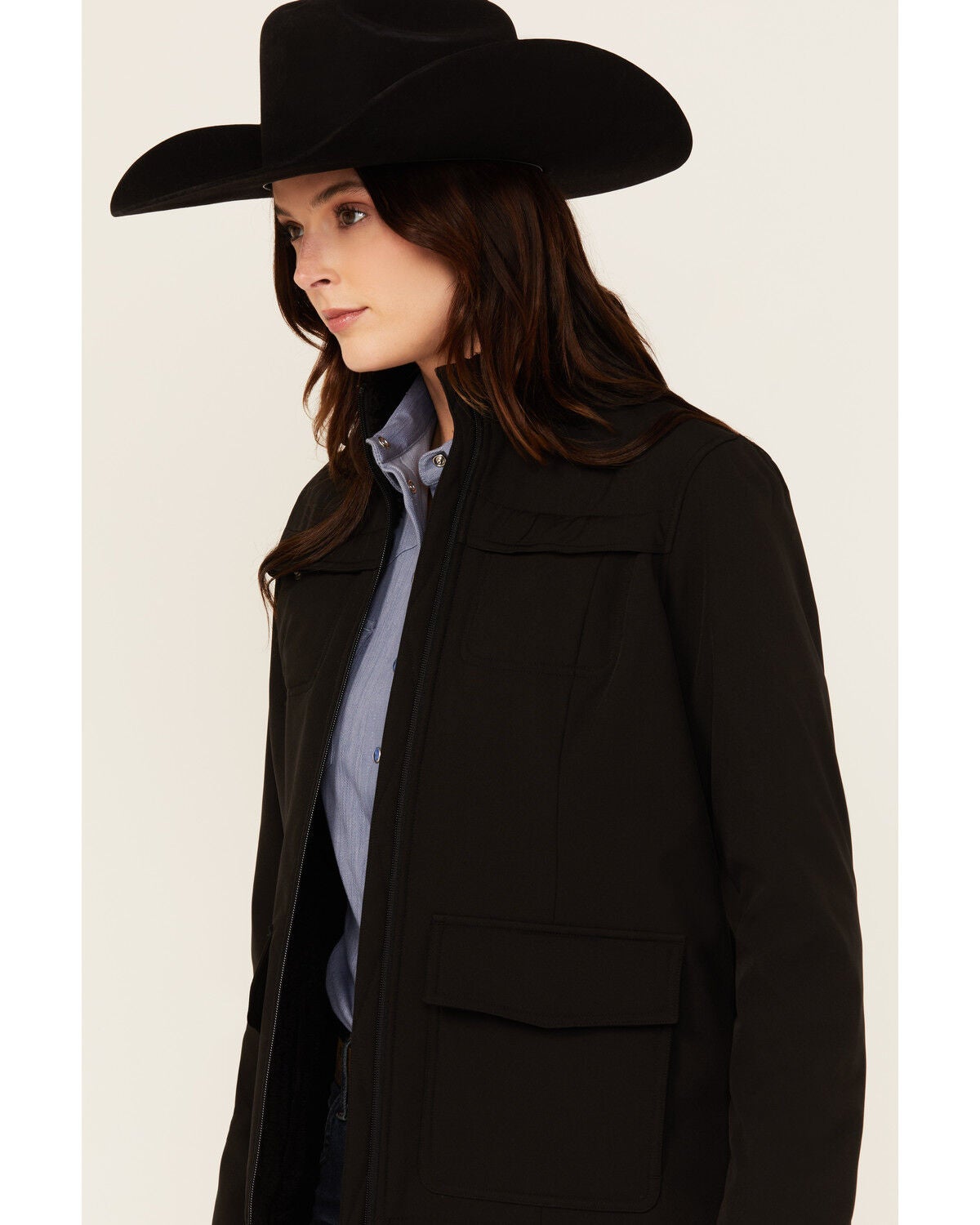 Image #2 - Shyanne Women's Solid Softshell Lined Zip-Up Jacket, Black, hi-res