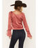 Image #4 - Shyanne Women's Latigo Satin Button-Front Long Sleeve Blouse, Ruby, hi-res
