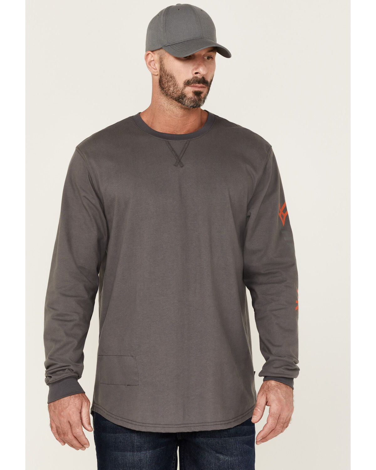 Image #1 - Hawx Men's FR Logo Long Sleeve Work T-Shirt, Charcoal, hi-res