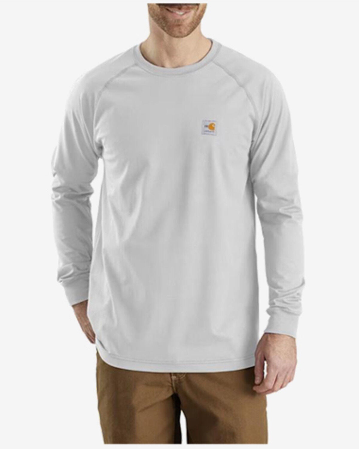 Image #1 - Carhartt Men's FR Long Sleeve Pocket Work Shirt - Tall, Light Grey, hi-res