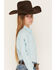 Image #2 - Ariat Girls' Team Kirby Logo Long Sleeve Button-Down Stretch Western Shirt, Blue, hi-res