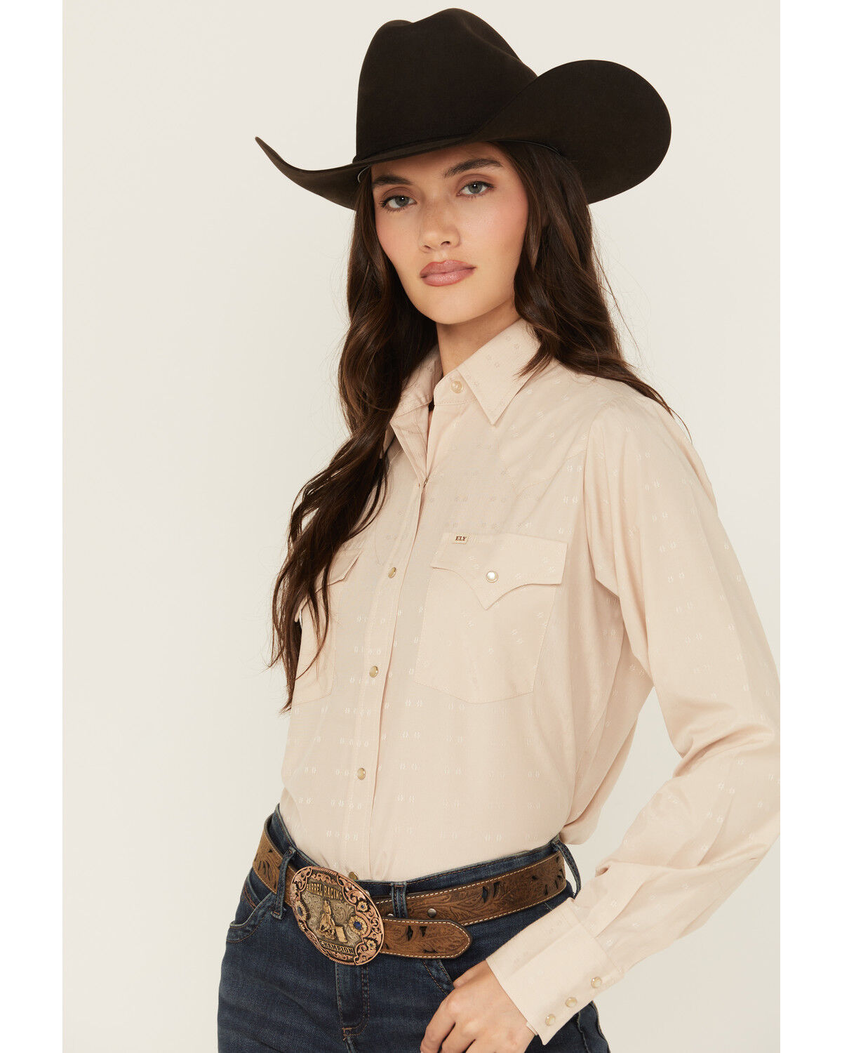 Image #3 - Cowboygirl by Jenna Paulette Women's Solid Long Sleeve Pearl Snap Western Shirt, Tan, hi-res