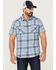 Image #1 - Flag & Anthem Men's Desert Son Cookeville Vintage Large Plaid Short Sleeve Snap Western Shirt , Light Blue, hi-res