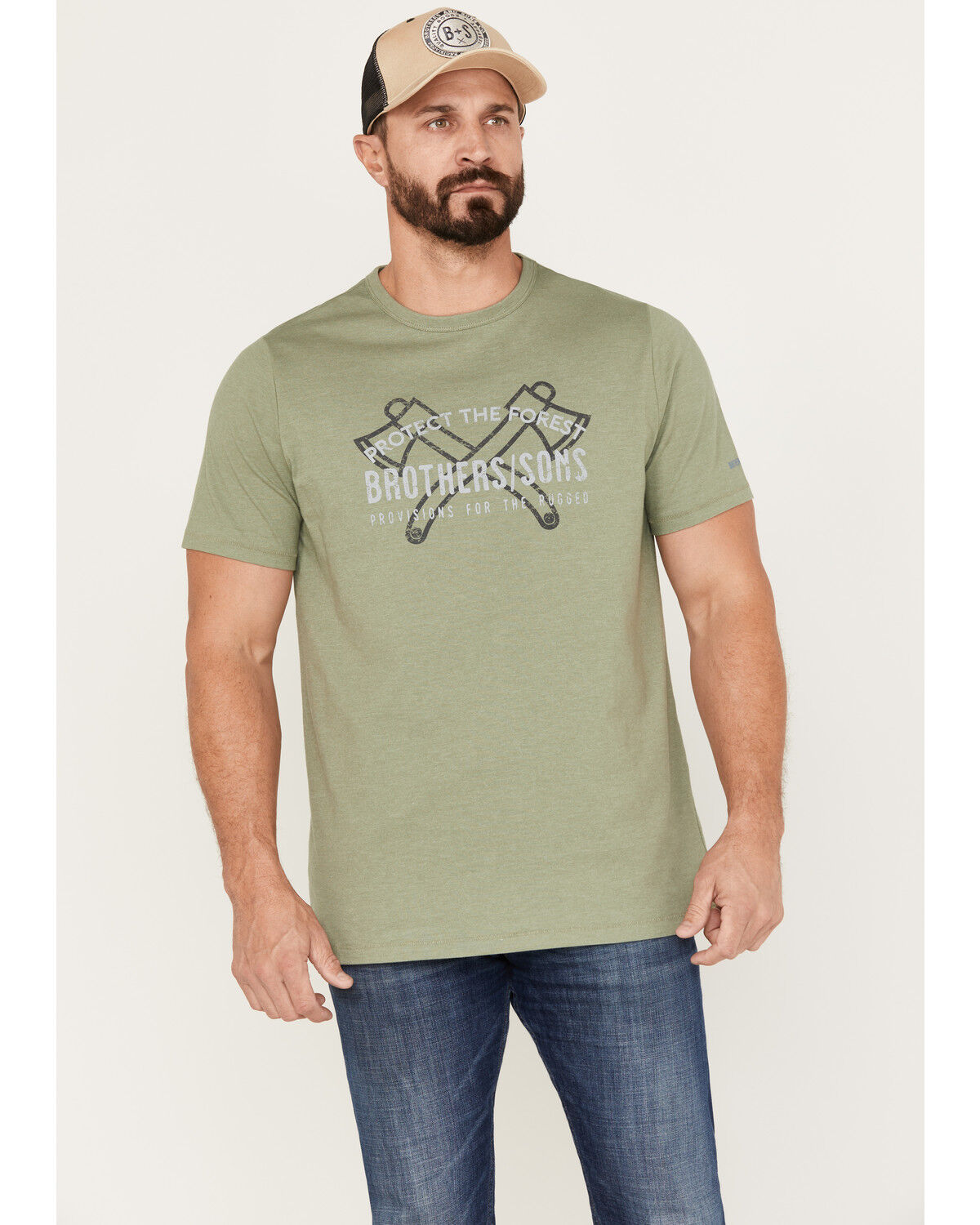 Image #1 - Brothers and Sons Men's Protect The Forest Short Sleeve Graphic T-Shirt, Sage, hi-res