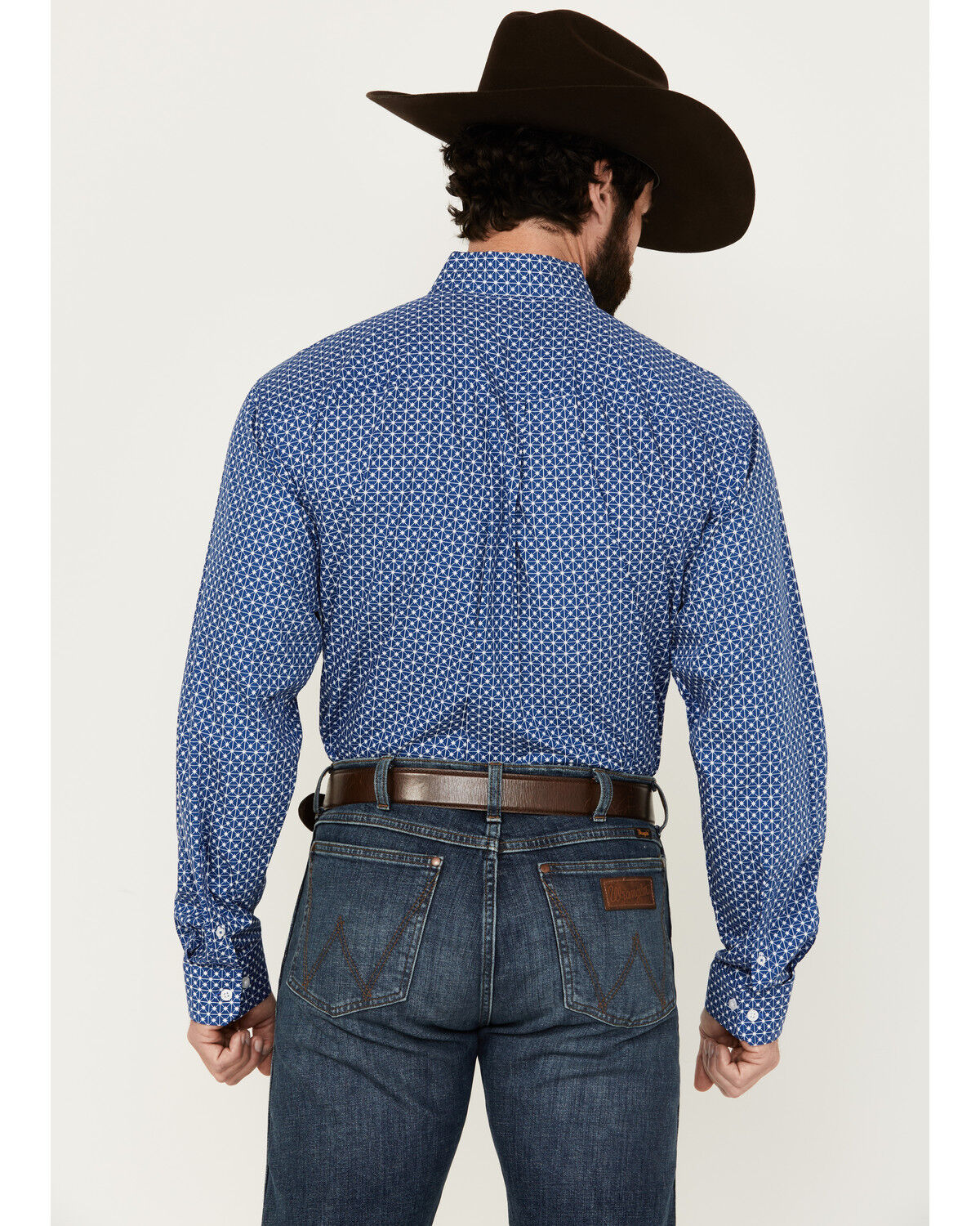 Image #4 - Cinch Men's Geo Print Long Sleeve Button-Down Western Shirt, Royal Blue, hi-res