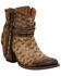 Image #1 - Lucchese Women's Handmade Robyn Hand Tooled Feather Booties - Round Toe, Tan, hi-res
