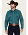 Image #1 - Roper Men's Amarillo Paisley Print Long Sleeve Snap Western Shirt, Turquoise, hi-res