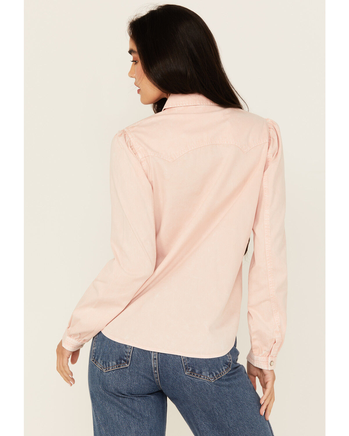 Image #4 - Cruel Girl Women's Solid Long Sleeve Pearl Snap Western Shirt, Pink, hi-res