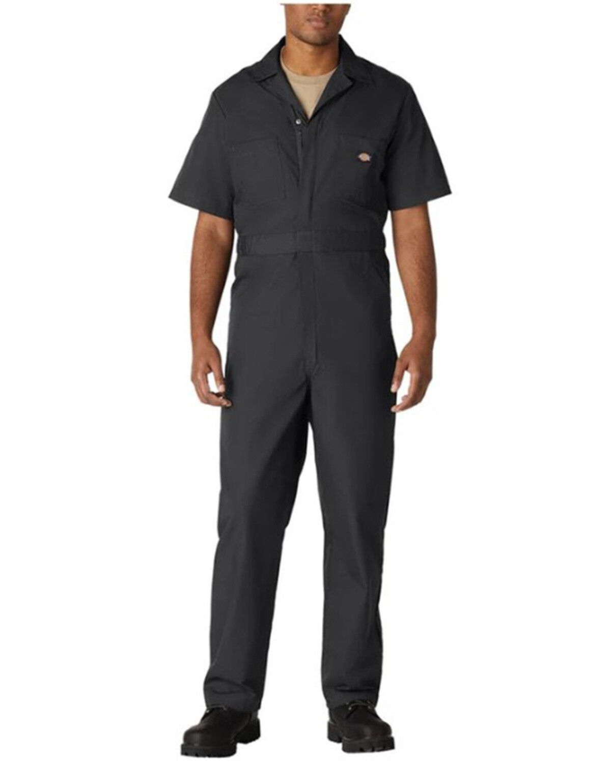 Image #1 - Dickies Men's Poplin Short Sleeve Work Coveralls, Black, hi-res