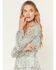 Image #2 - Ash & Violet Women's Boot Barn Exclusive Printed Long Sleeve Tiered Mini Dress, Teal, hi-res