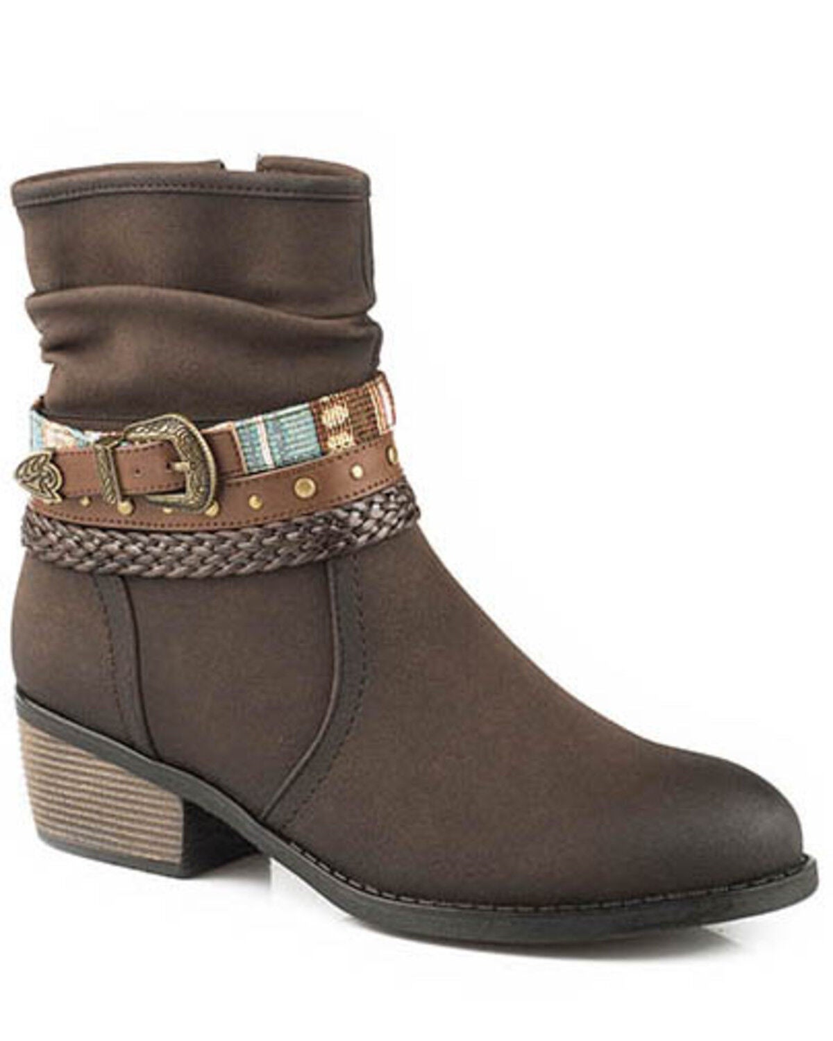 Roper Women's Libbie Fashion Booties - Round Toe, Brown, hi-res
