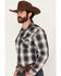 Image #2 - Pendleton Men's Frontier Plaid Print Long Sleeve Pearl Snap Western Shirt, Blue, hi-res