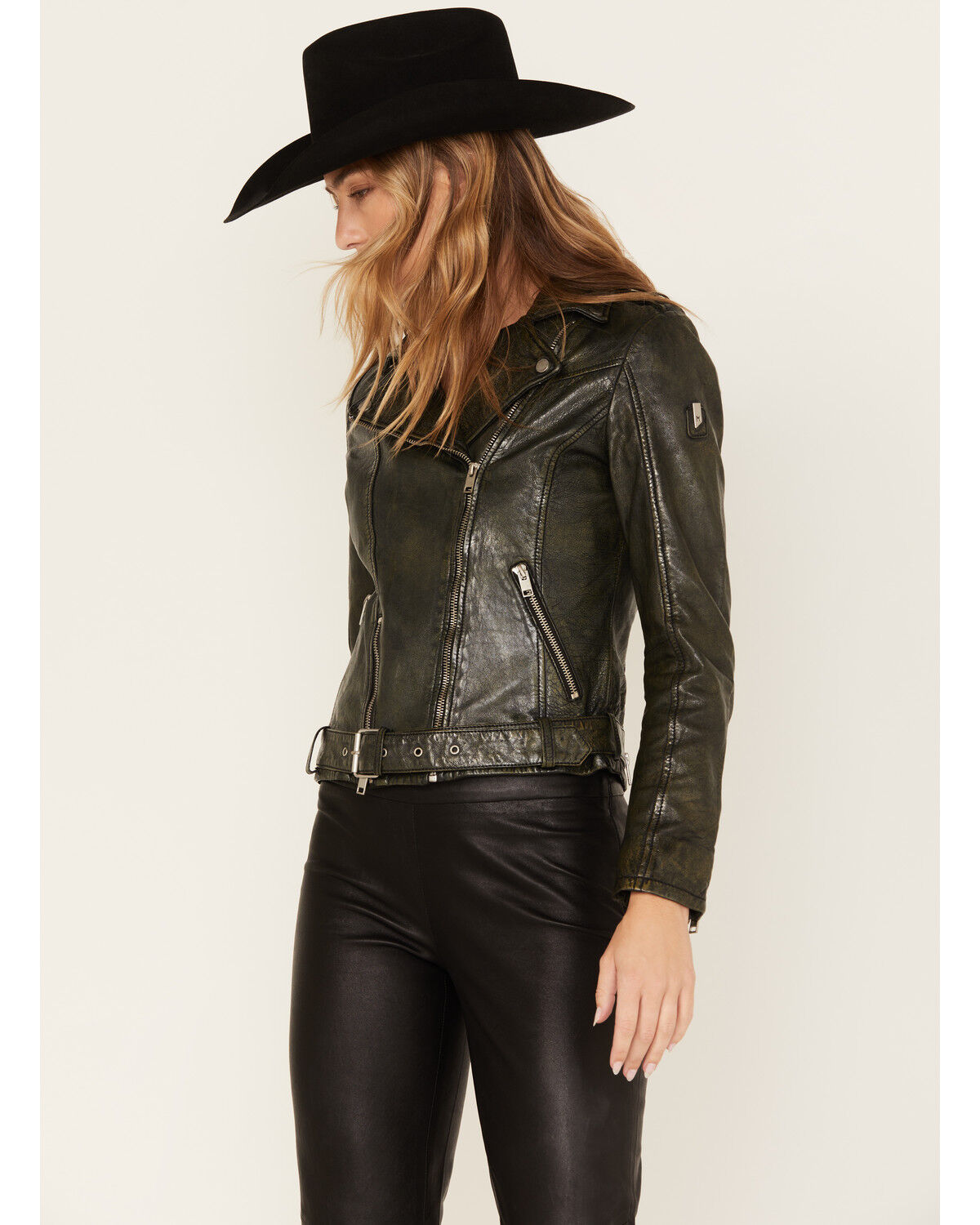 Image #2 - Mauritius Leather Women's Croc Collar Sydney Moto Jacket, , hi-res
