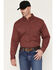 Image #1 - Ariat Men's FR Logan Geo Print Long Sleeve Button-Down Work Shirt, Burgundy, hi-res