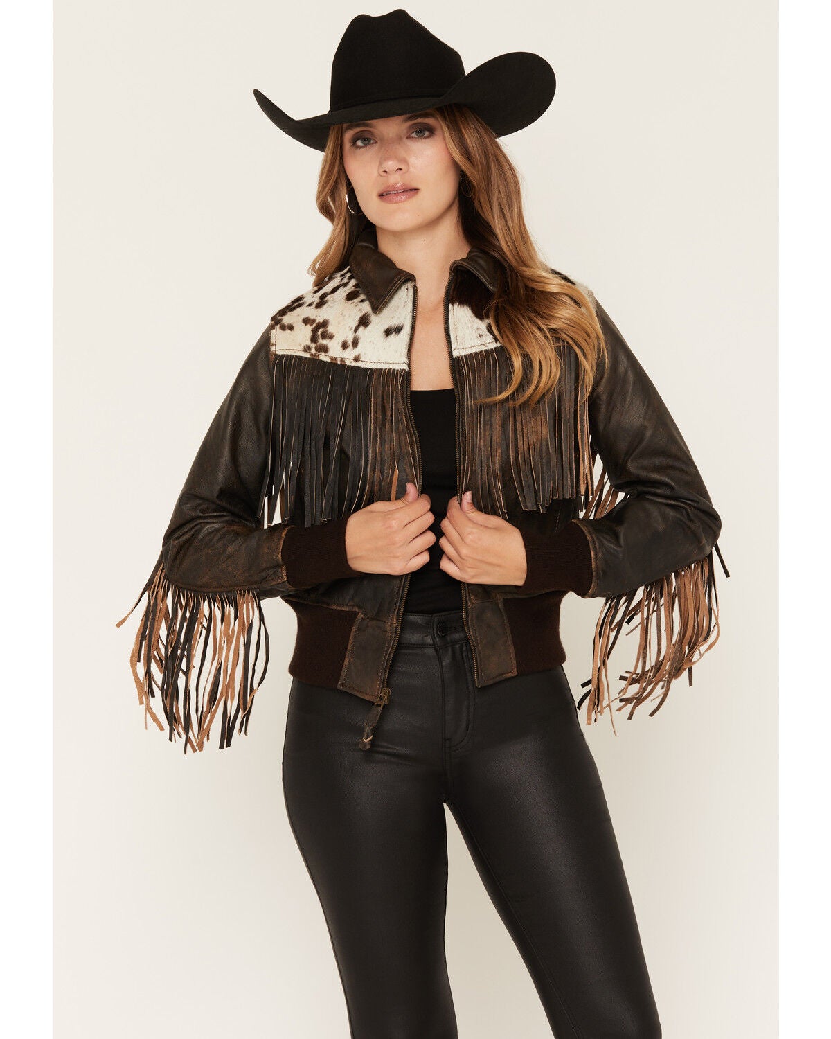 Image #1 - STS Ranchwear by Carroll Women's Lettie Leather Fringe Jacket, Brown, hi-res