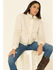 Angie Women's Cream Zip-Front Faux Fur Jacket , Cream, hi-res