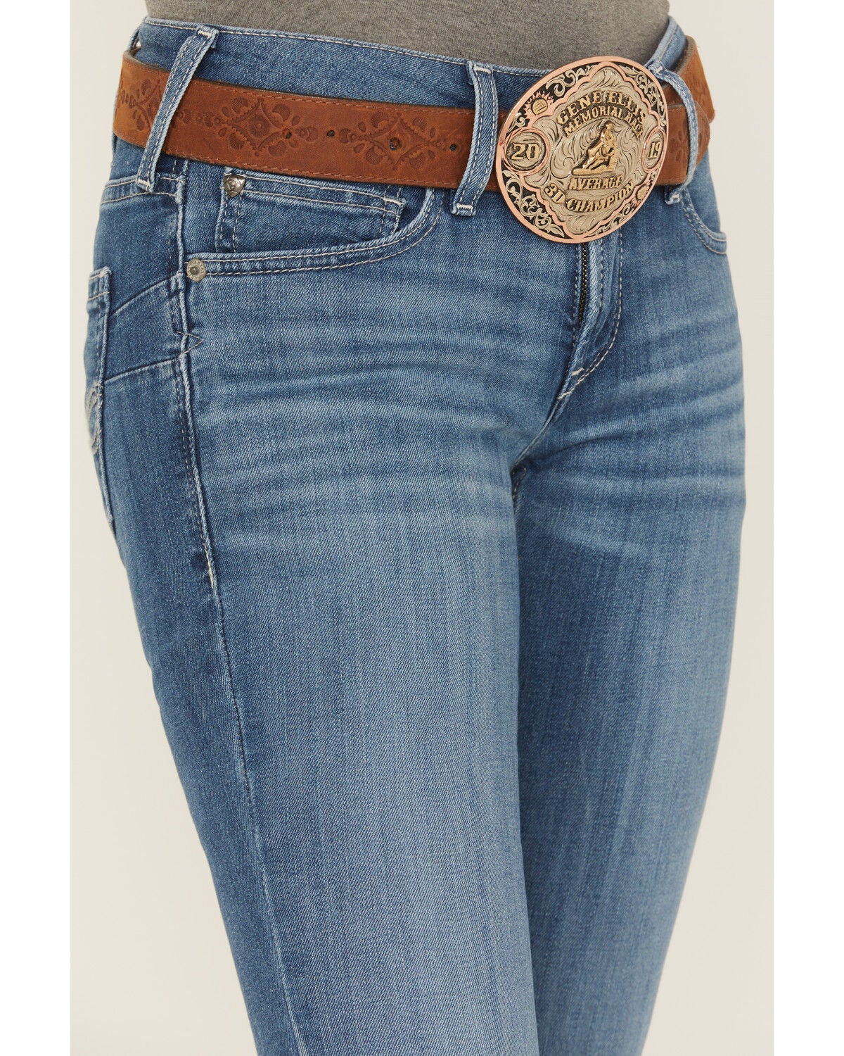 Image #2 - Ariat Women's Mid Rise Patricia Stretch Main Bootcut Jeans, Blue, hi-res