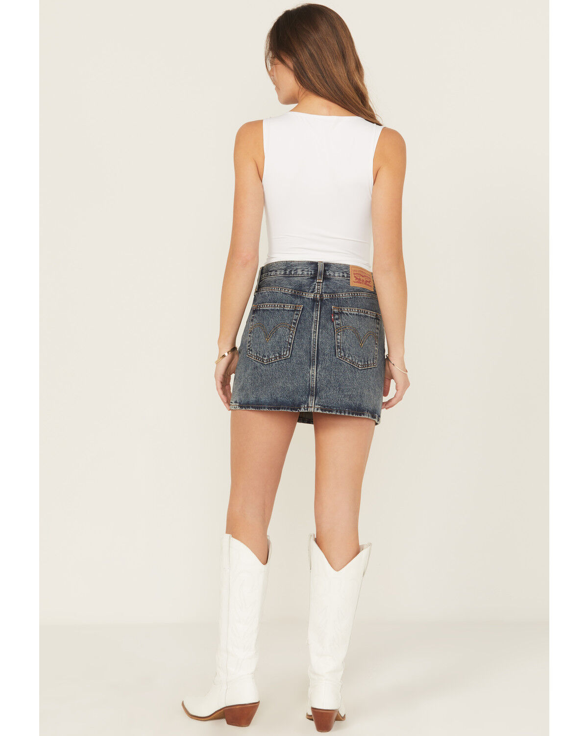 Image #3 - Levi's Women's Medium Wash Denim Mini Skirt, Blue, hi-res
