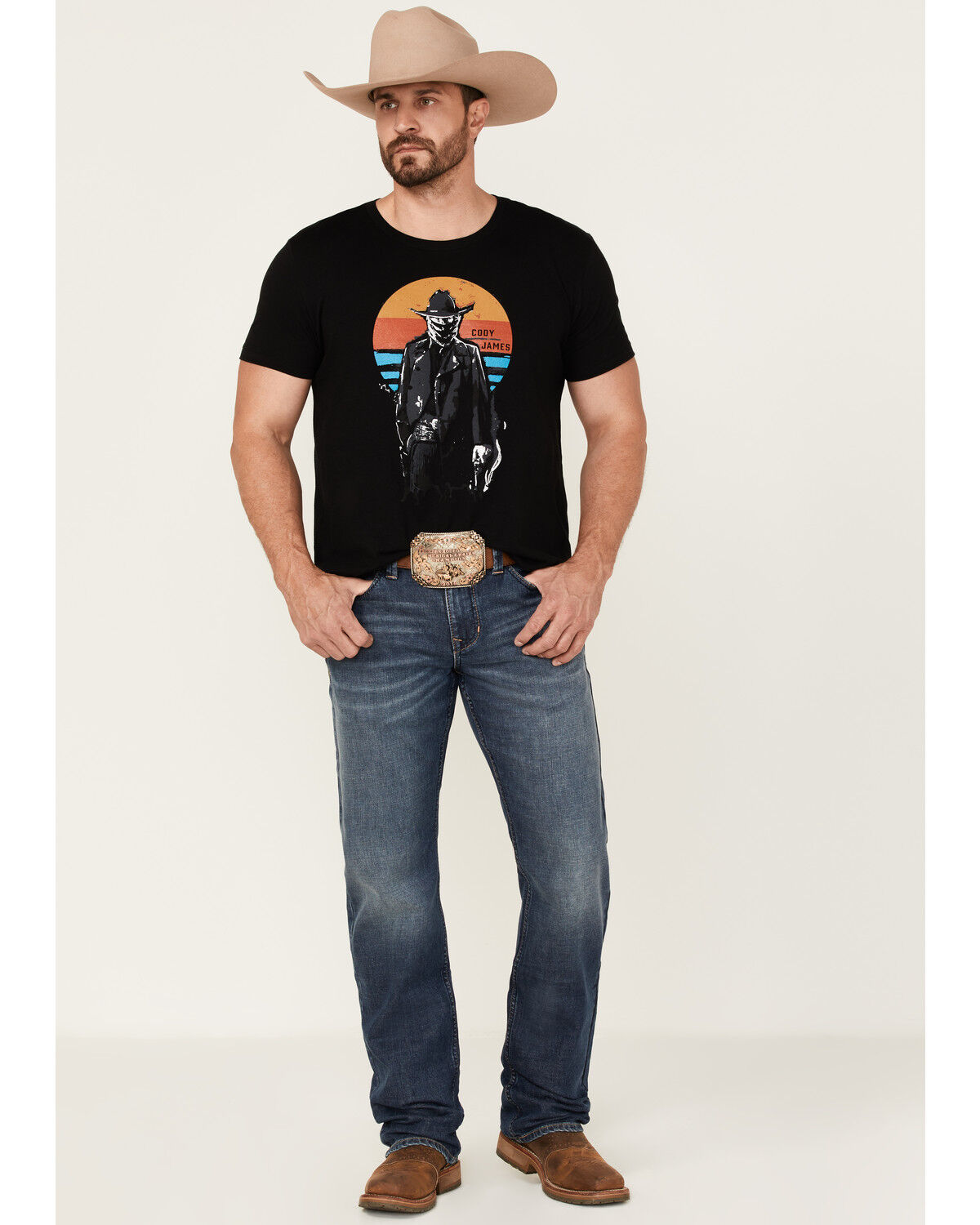 Image #2 - Cody James Men's Sunset Bandit Skull Graphic Short Sleeve T-Shirt, Black, hi-res