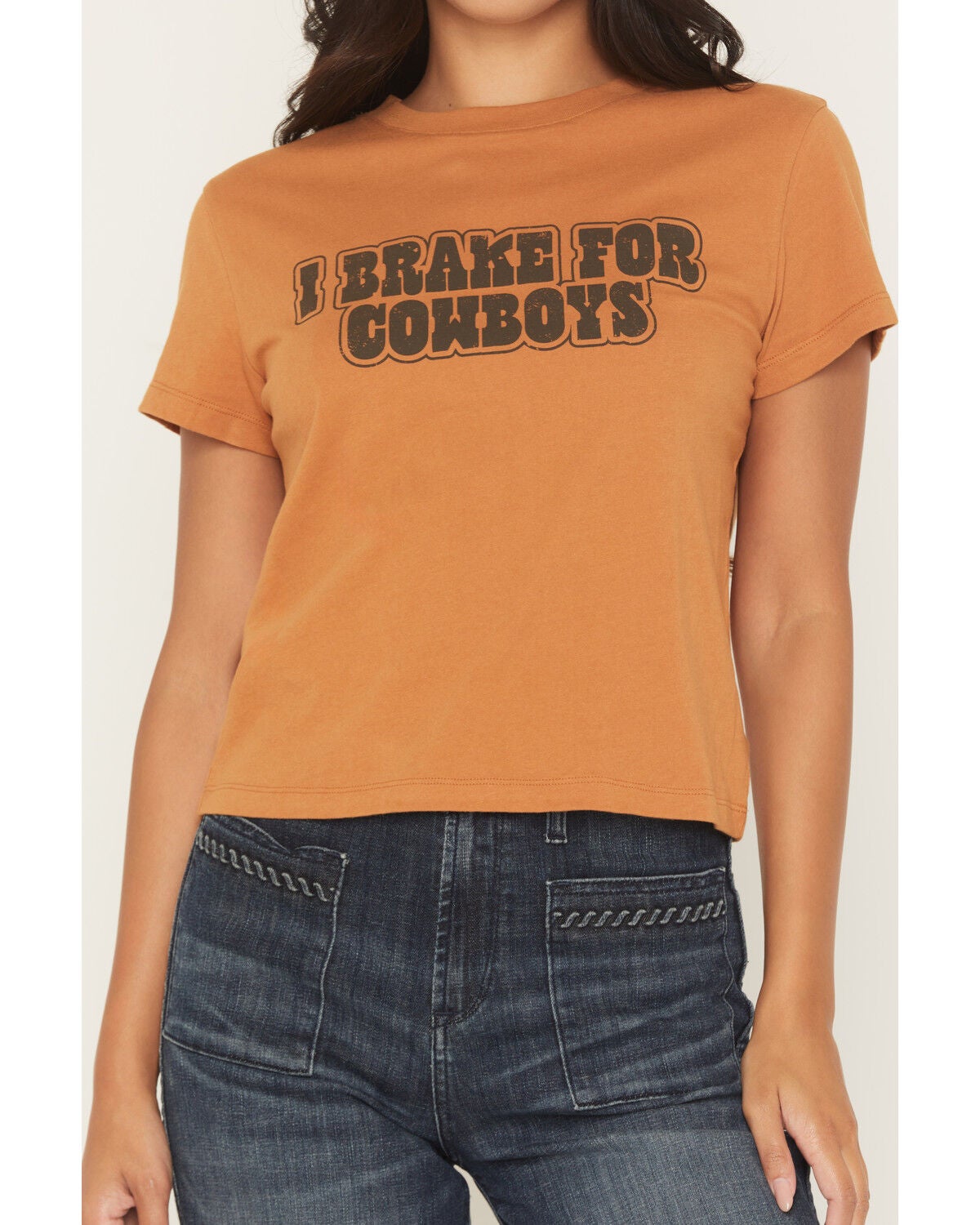 Image #3 - White Crow Women's Brake For Cowboys Short Sleeve Graphic Baby Tee, Caramel, hi-res