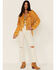 Image #2 - Fornia Women's Faux Suede Fringe Moto Jacket, Mustard, hi-res